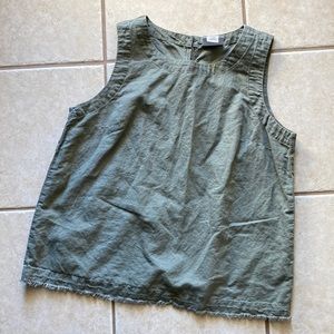Like New: Liz Claiborne Linen Olive Green Tank Top